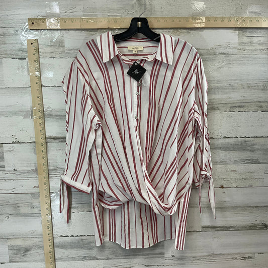 Red & White Blouse 3/4 Sleeve HOPELY, Size S