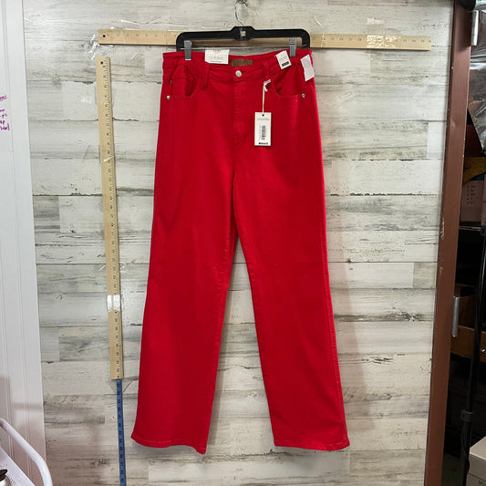 Red Denim Jeans Wide Leg Judy Blue, Size 12