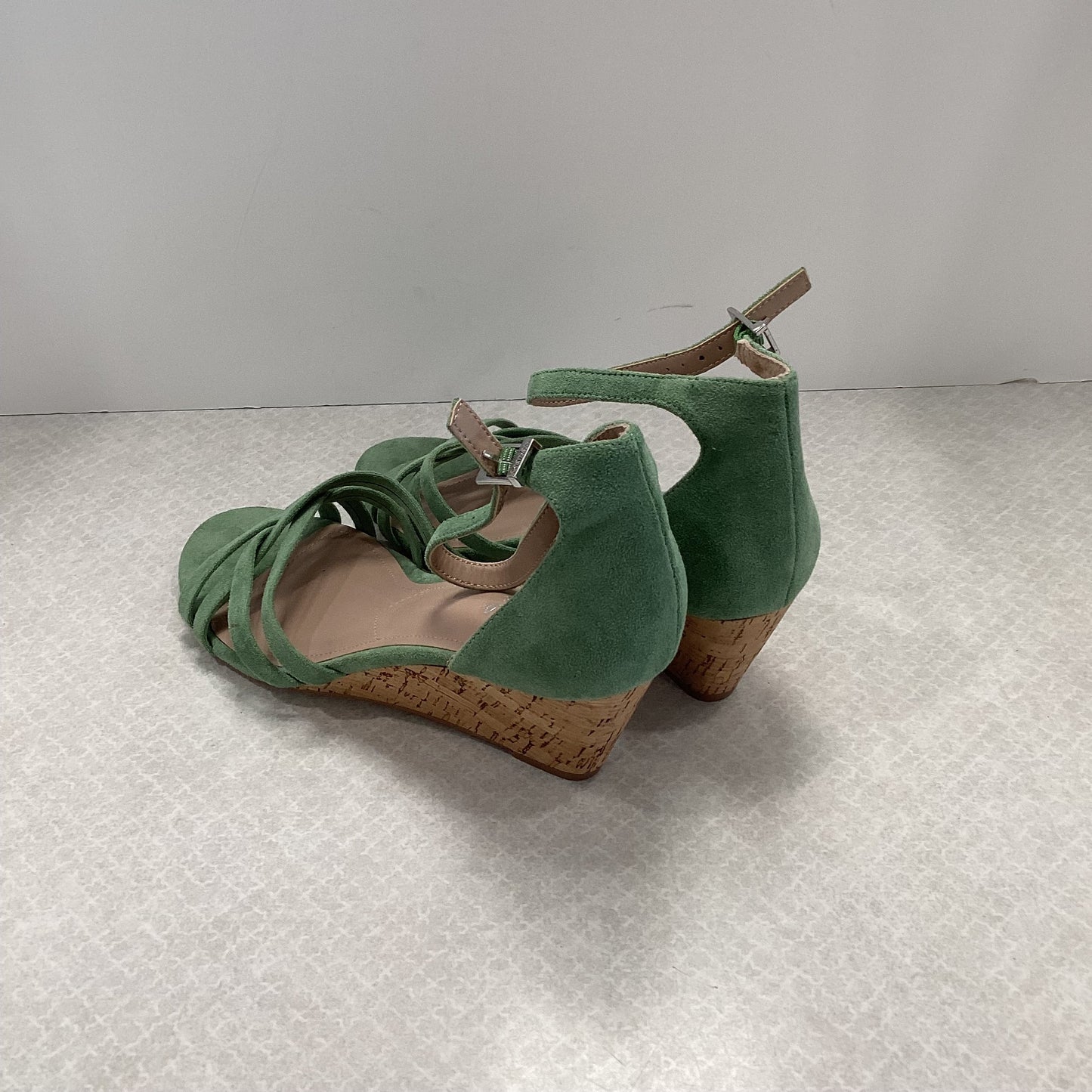 Green Sandals Heels Wedge Charles By Charles David, Size 8