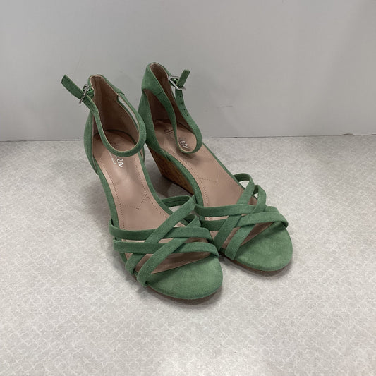 Green Sandals Heels Wedge Charles By Charles David, Size 8