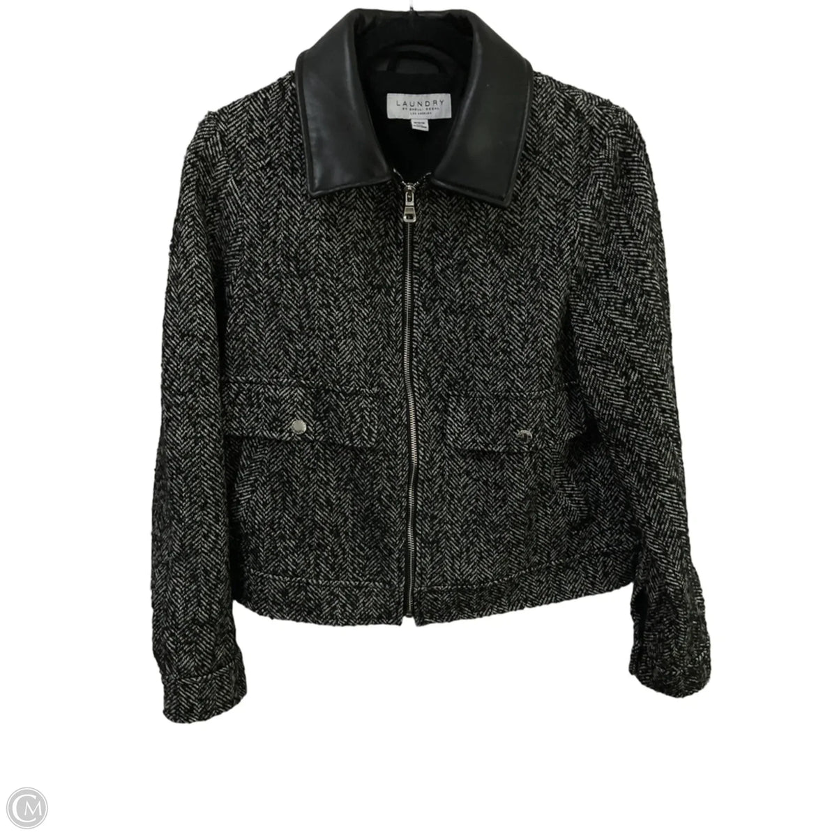 Jacket Moto By Laundry In Black & Cream, Size: M
