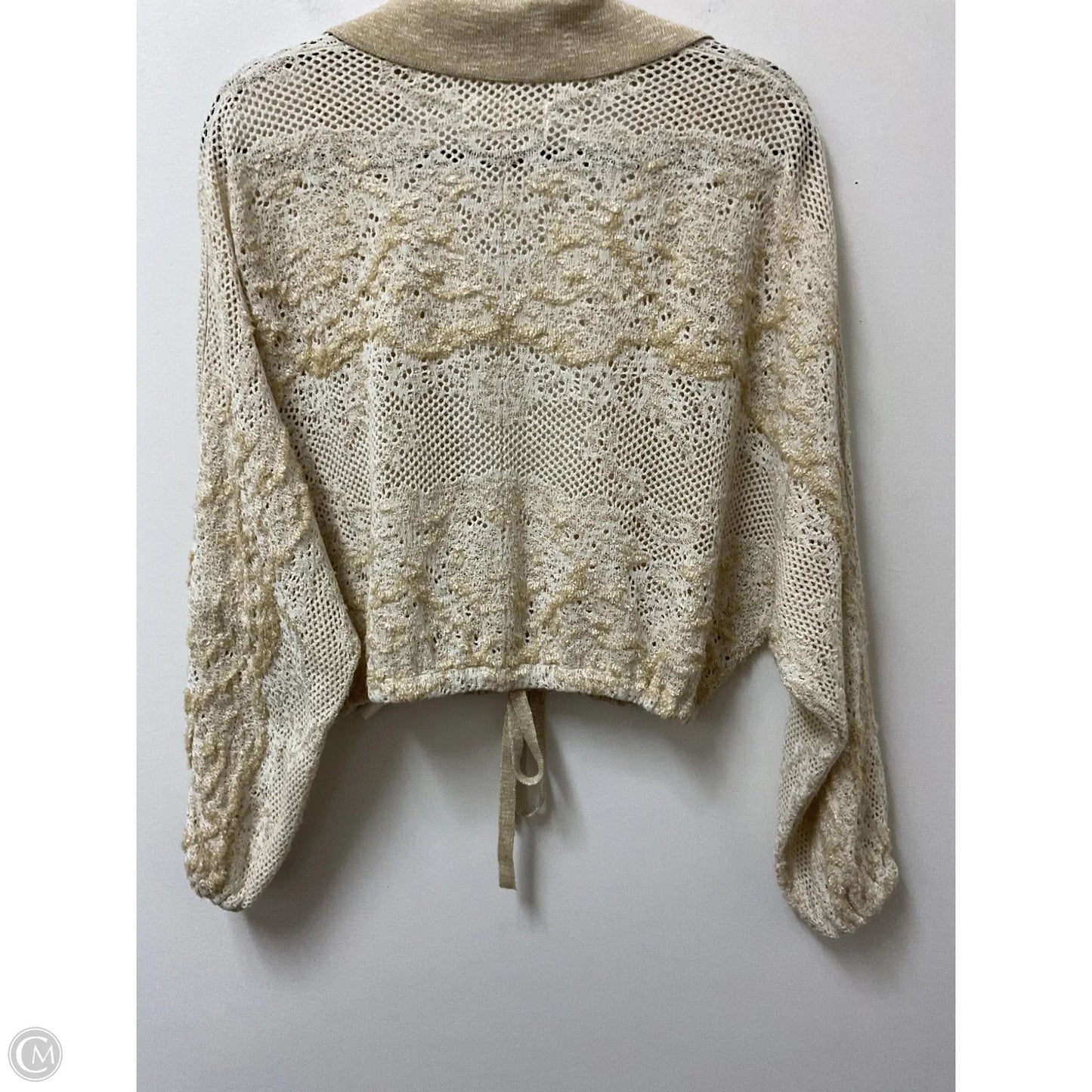 Sweater Cardigan By Anthropologie In Tan & White, Size: L