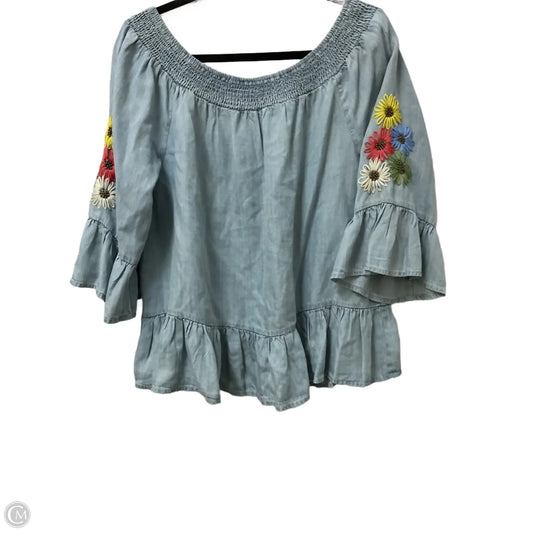 Blouse 3/4 Sleeve By Miss Me In Blue, Size: L