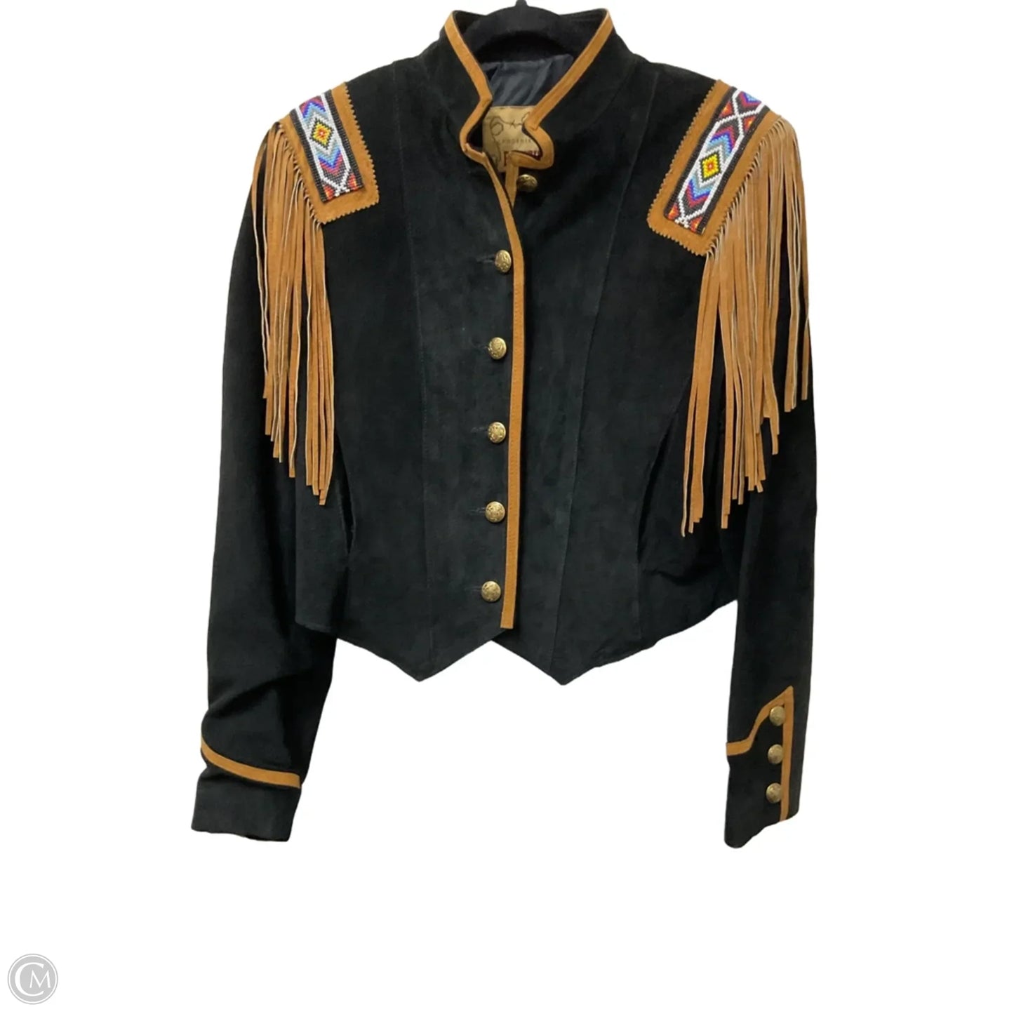 Jacket Leather By Cma In Black & Cream, Size: L