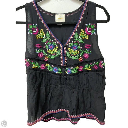 Blouse Sleeveless By Maeve In Black & Pink, Size: Xs