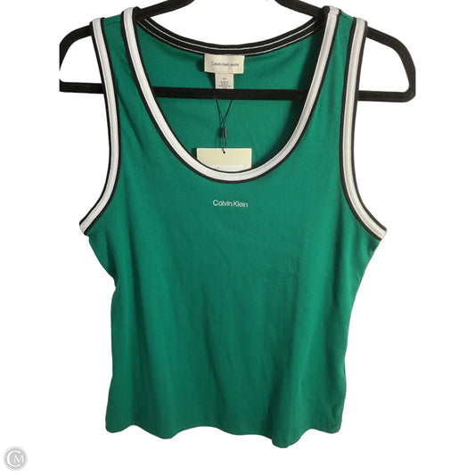 Tank Top By Calvin Klein In Green & White, Size: L