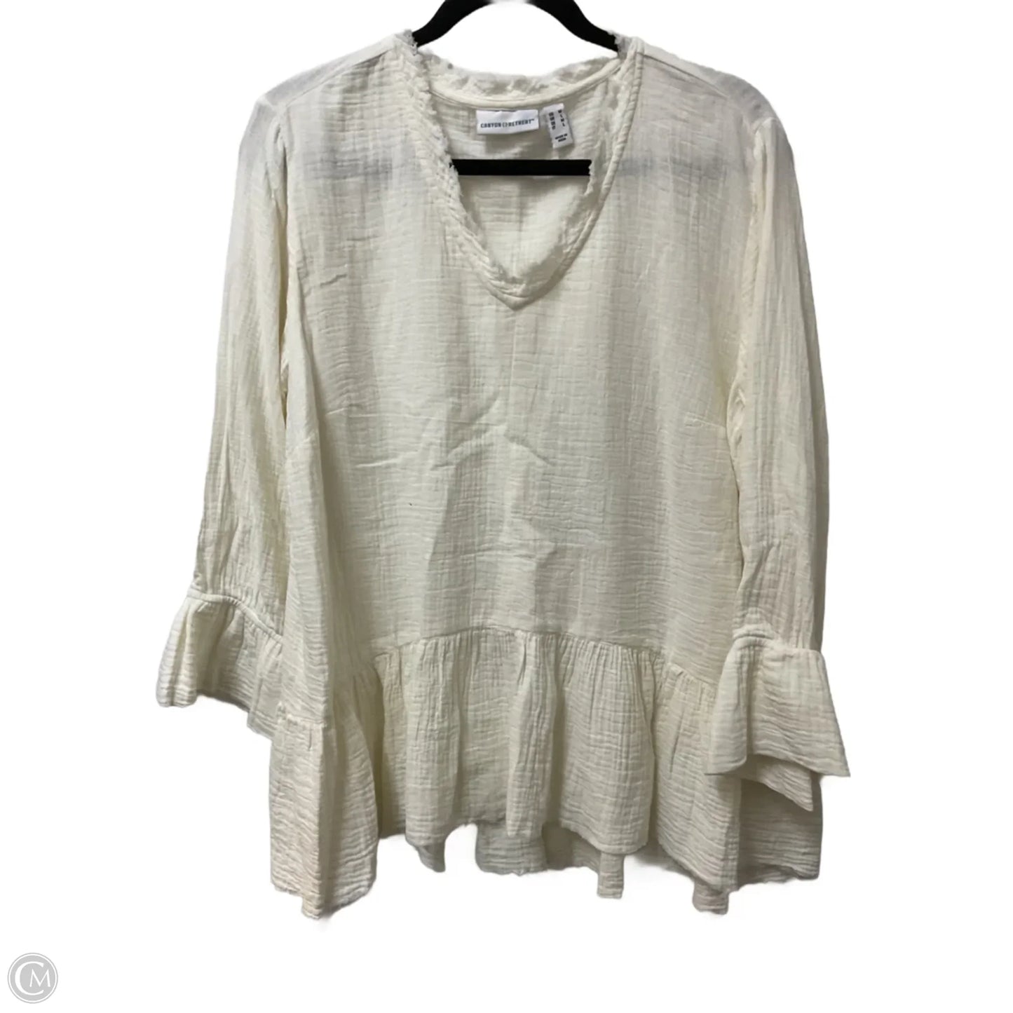 Blouse Long Sleeve By Clothes Mentor In Cream, Size: M