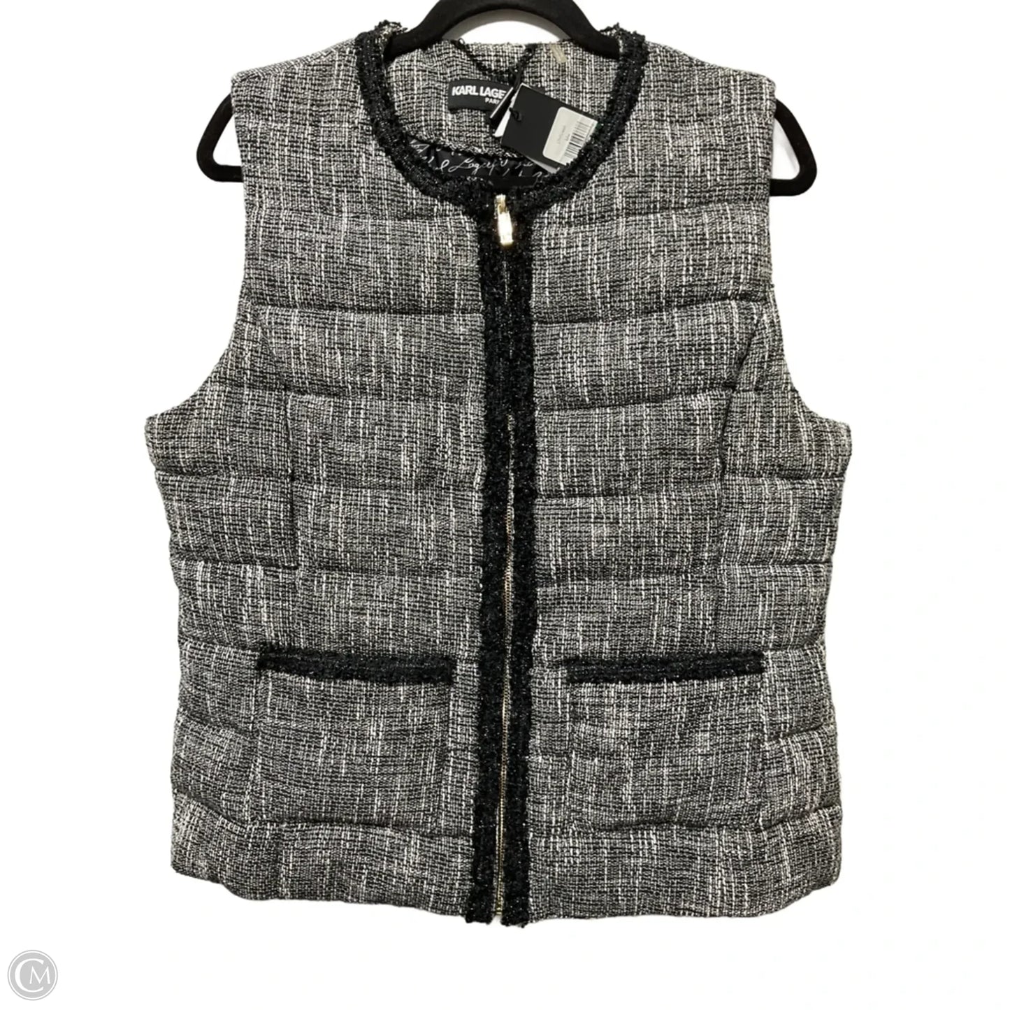 Vest Designer By Karl Lagerfeld In Black & White, Size: L