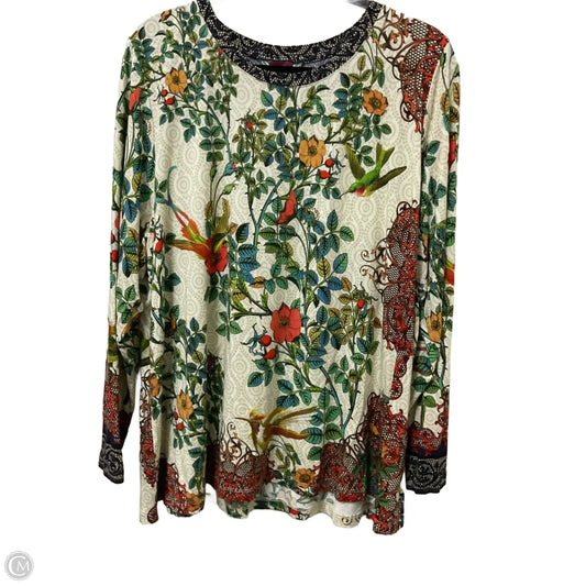 Top Long Sleeve By Johnny Was In Cream, Size: Xxl