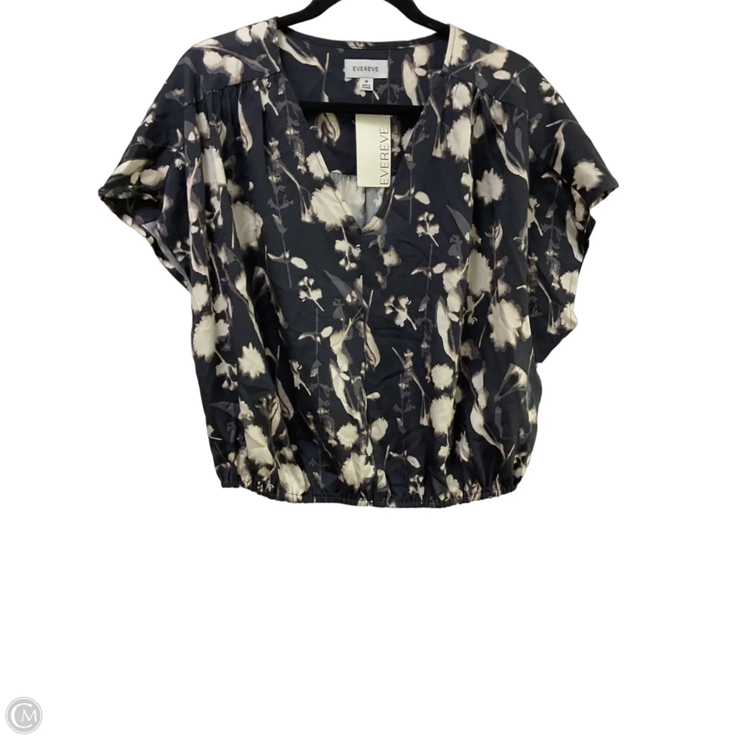 Blouse Short Sleeve By Evereve In Grey & Tan, Size: M