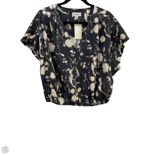 Blouse Short Sleeve By Evereve In Grey & Tan, Size: M