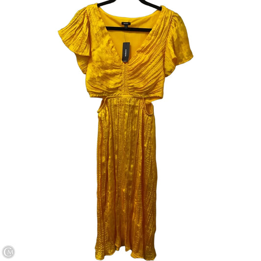Dress Casual Midi By Express In Yellow, Size: Xs