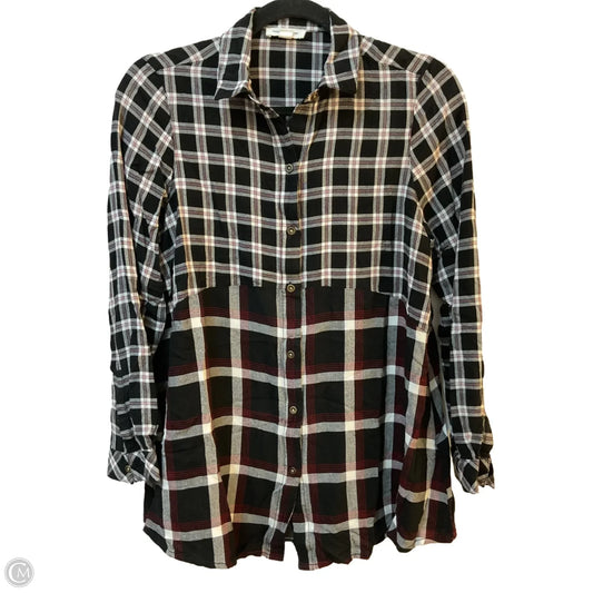 Top Long Sleeve By Beachlunchlounge In Plaid Pattern, Size: S
