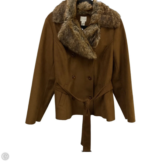 Jacket Faux Fur & Sherpa By Chicos In Brown, Size: L