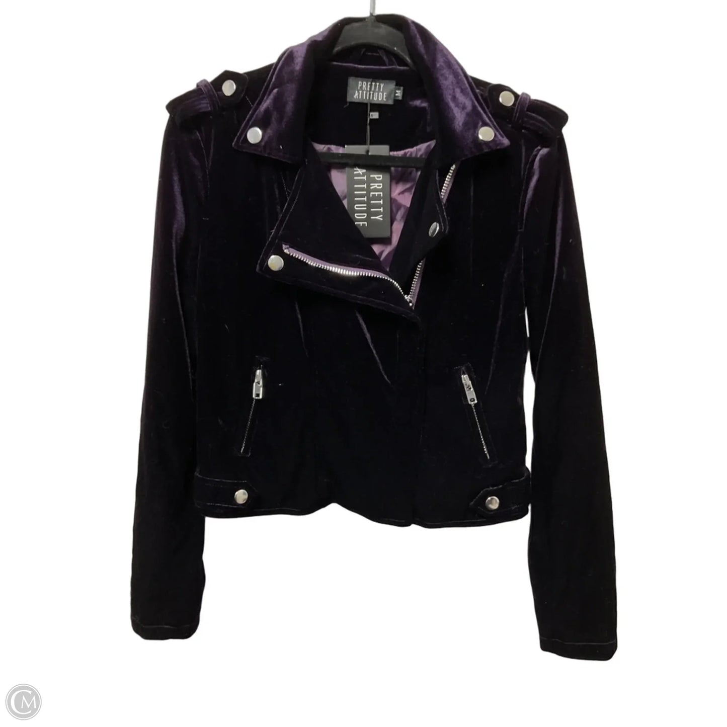 Jacket Moto By Clothes Mentor In Purple, Size: M