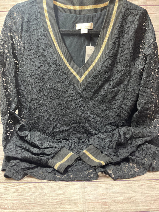 Top Long Sleeve By Anthropologie In Black, Size: S