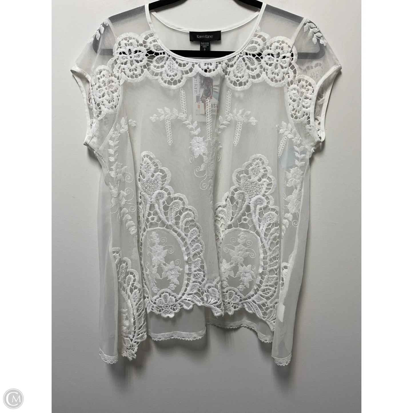 Top Short Sleeve By Karen Kane In White, Size: S