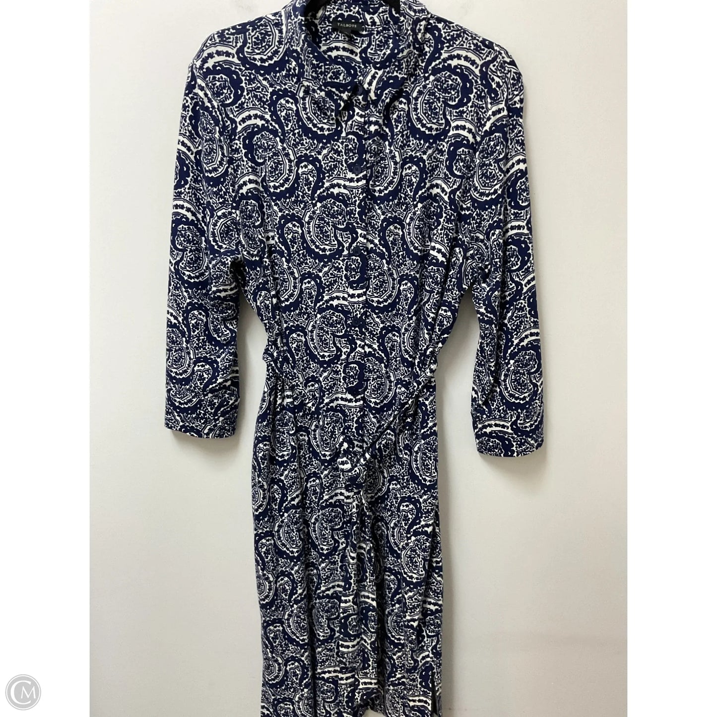 Dress Casual Midi By Talbots In Blue & Cream, Size: Xl