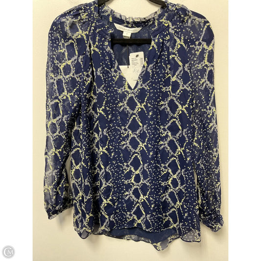 Blouse Designer By Diane Von Furstenberg In Blue & Yellow, Size: 2