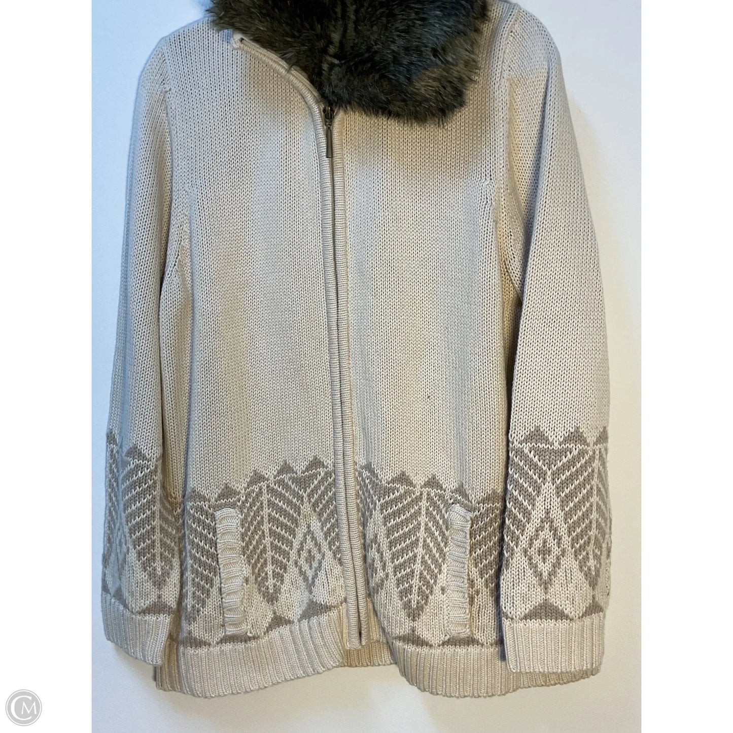 Sweater Cardigan By Coldwater Creek In Cream, Size: 1x