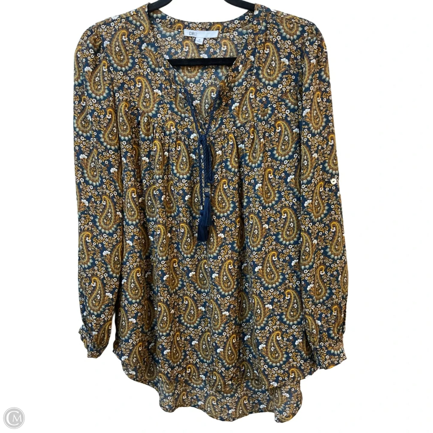 Blouse Long Sleeve By Dr2 In Paisley Print, Size: M