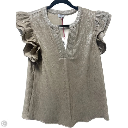 Blouse Short Sleeve By Voy In Taupe, Size: M