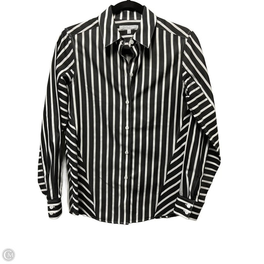 Blouse Long Sleeve By Foxcroft In Striped Pattern, Size: 4