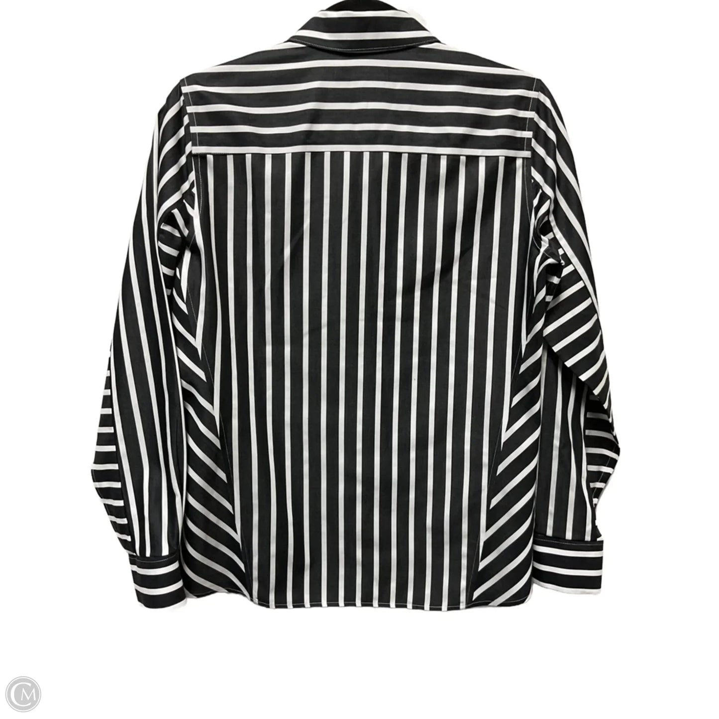 Blouse Long Sleeve By Foxcroft In Striped Pattern, Size: 4