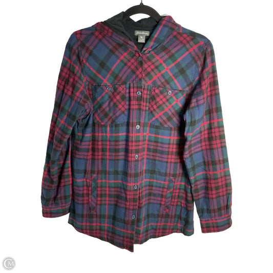 Jacket Shirt By Eddie Bauer In Plaid Pattern, Size: M