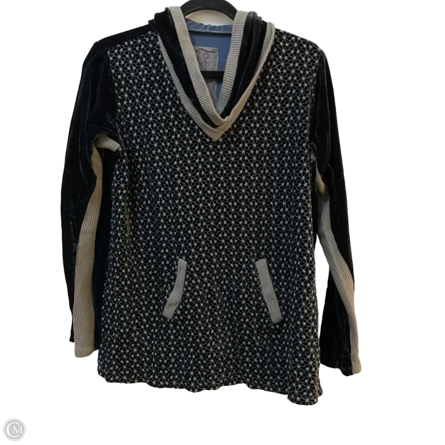 Sweatshirt Hoodie By Johnny Was In Blue & Grey, Size: Xs