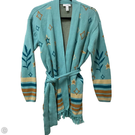 Sweater Cardigan By Clothes Mentor In Blue & Tan, Size: S