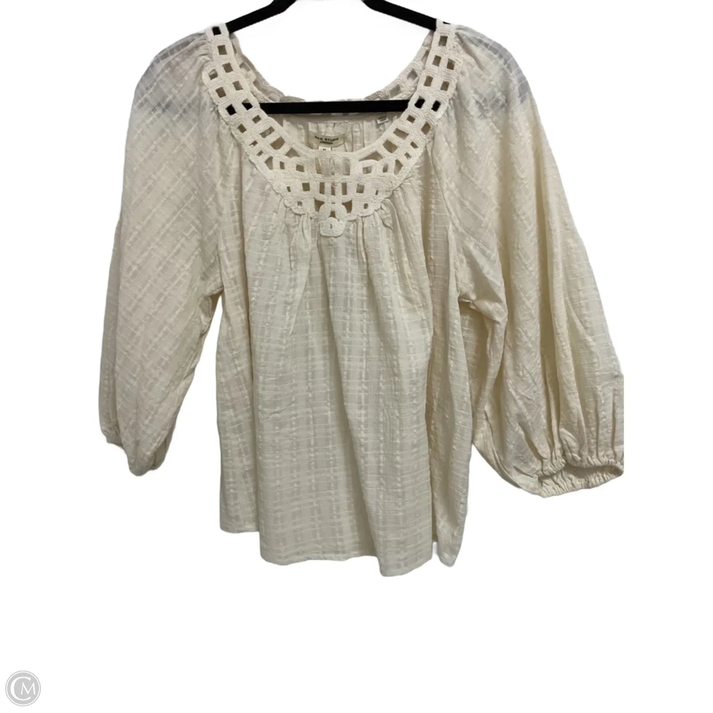 Top 3/4 Sleeve By Max Studio In Cream, Size: M