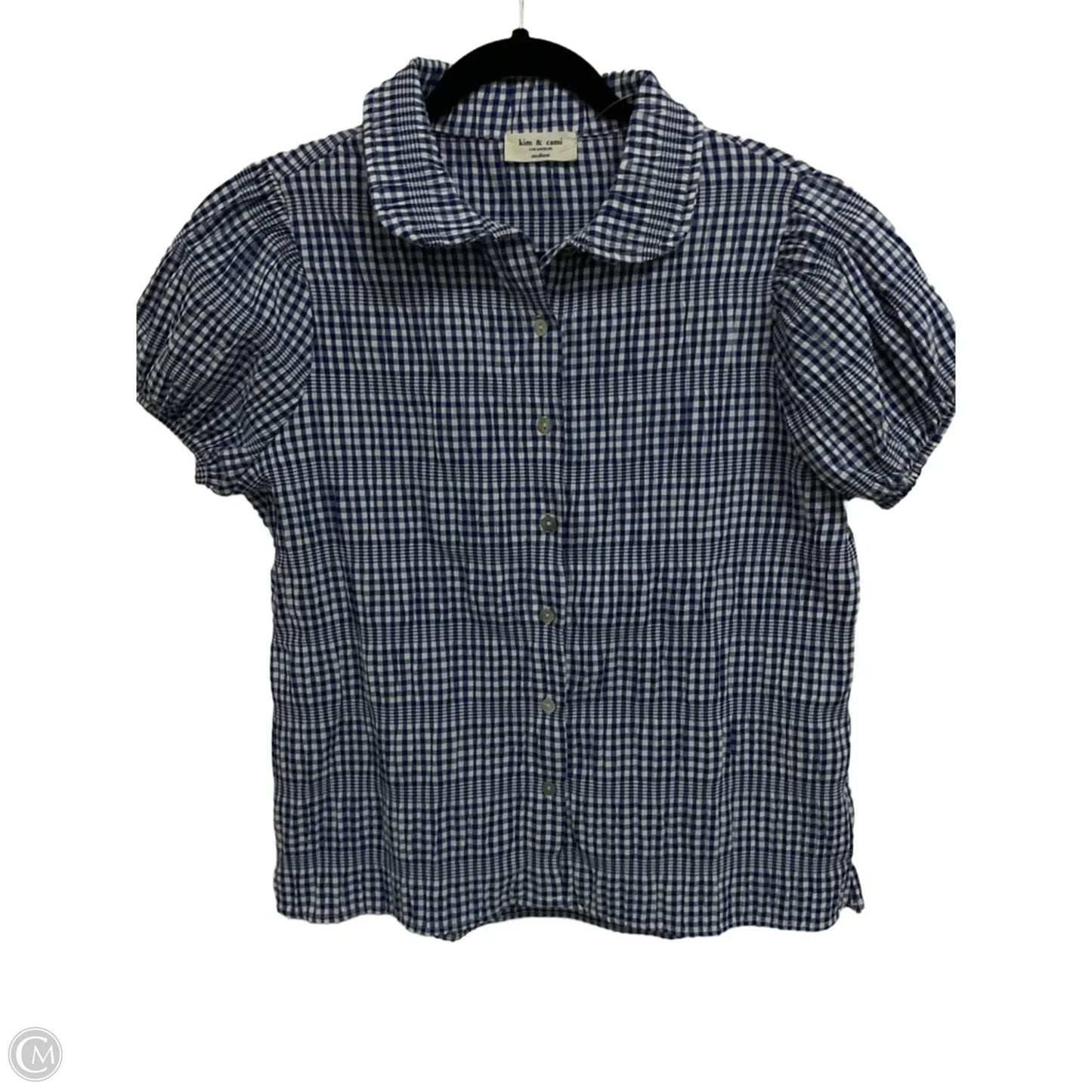 Blouse Short Sleeve By Kim & Cami In Checkered Pattern, Size: M