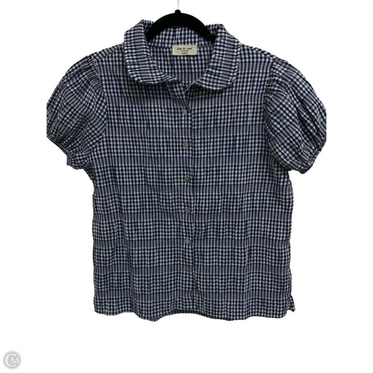 Blouse Short Sleeve By Kim & Cami In Checkered Pattern, Size: M
