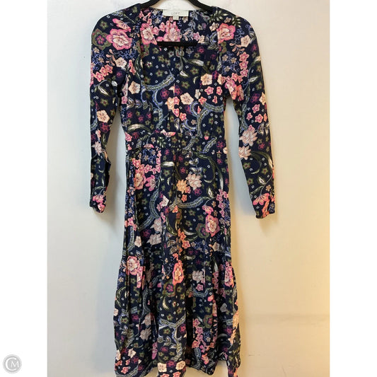 Dress Casual Midi By Loft In Floral Print, Size: Xs