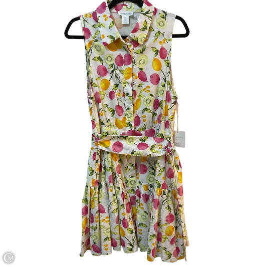 Dress Casual Midi By Cynthia Rowley In White & Yellow, Size: 10