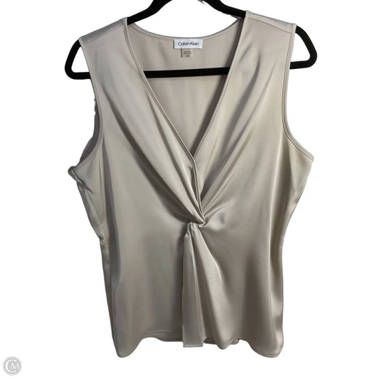Blouse Sleeveless By Calvin Klein In Cream, Size: L