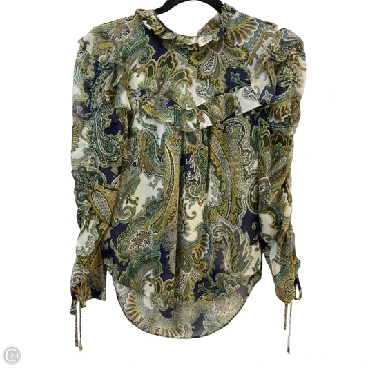 Blouse Long Sleeve By Veronica Beard In Paisley Print, Size: 4