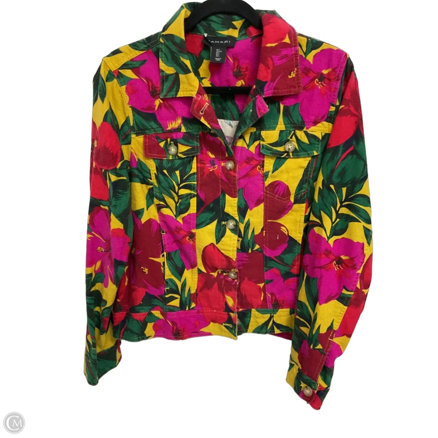 Jacket Moto By Tahari In Floral Print, Size: L