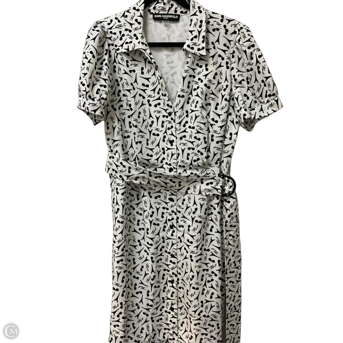 Dress Designer By Karl Lagerfeld In Black & White, Size: 14