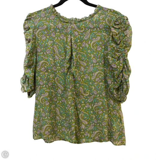 Blouse 3/4 Sleeve By Veronica Beard In Green & Tan, Size: 12