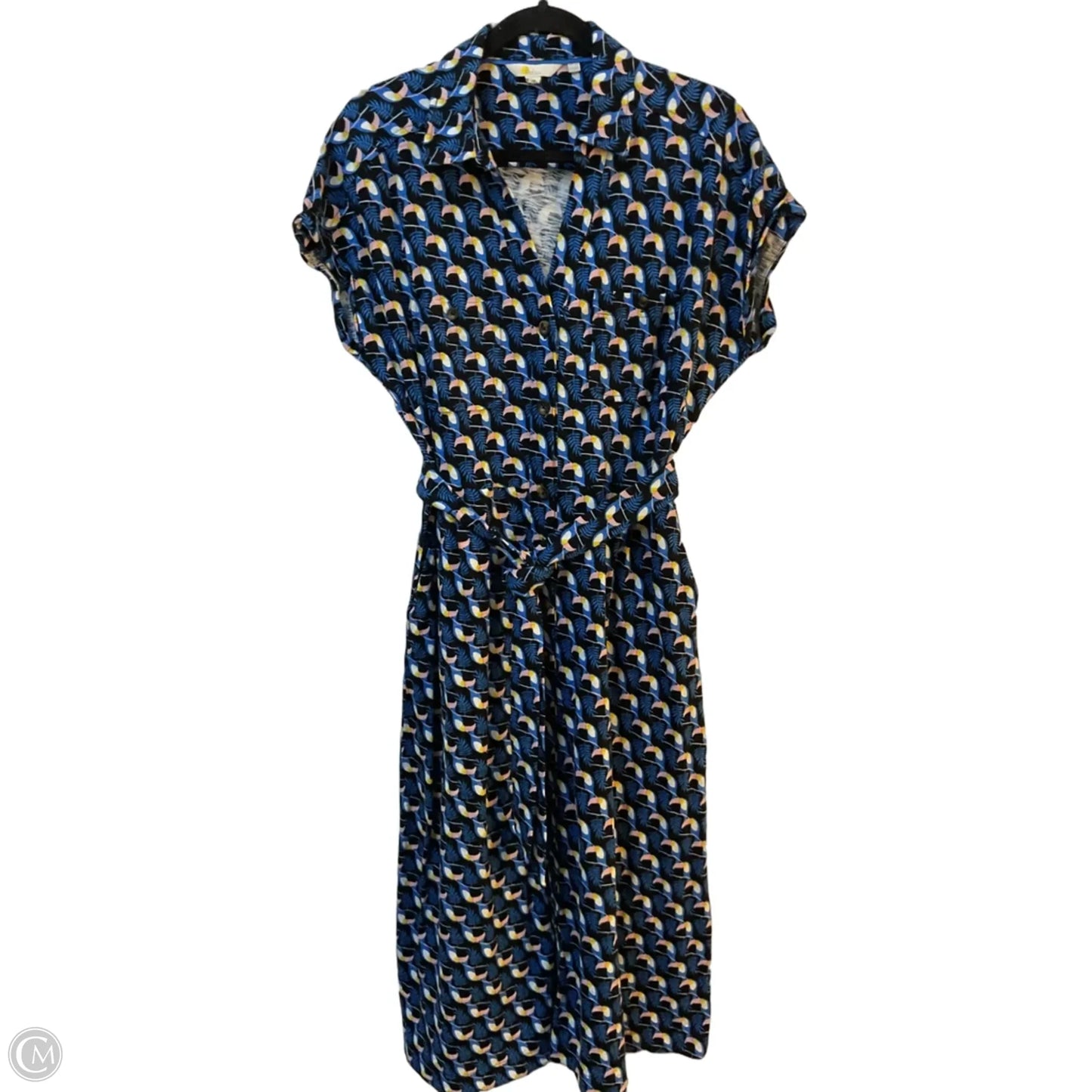 Dress Casual Midi By Boden In Black & Blue, Size: 10