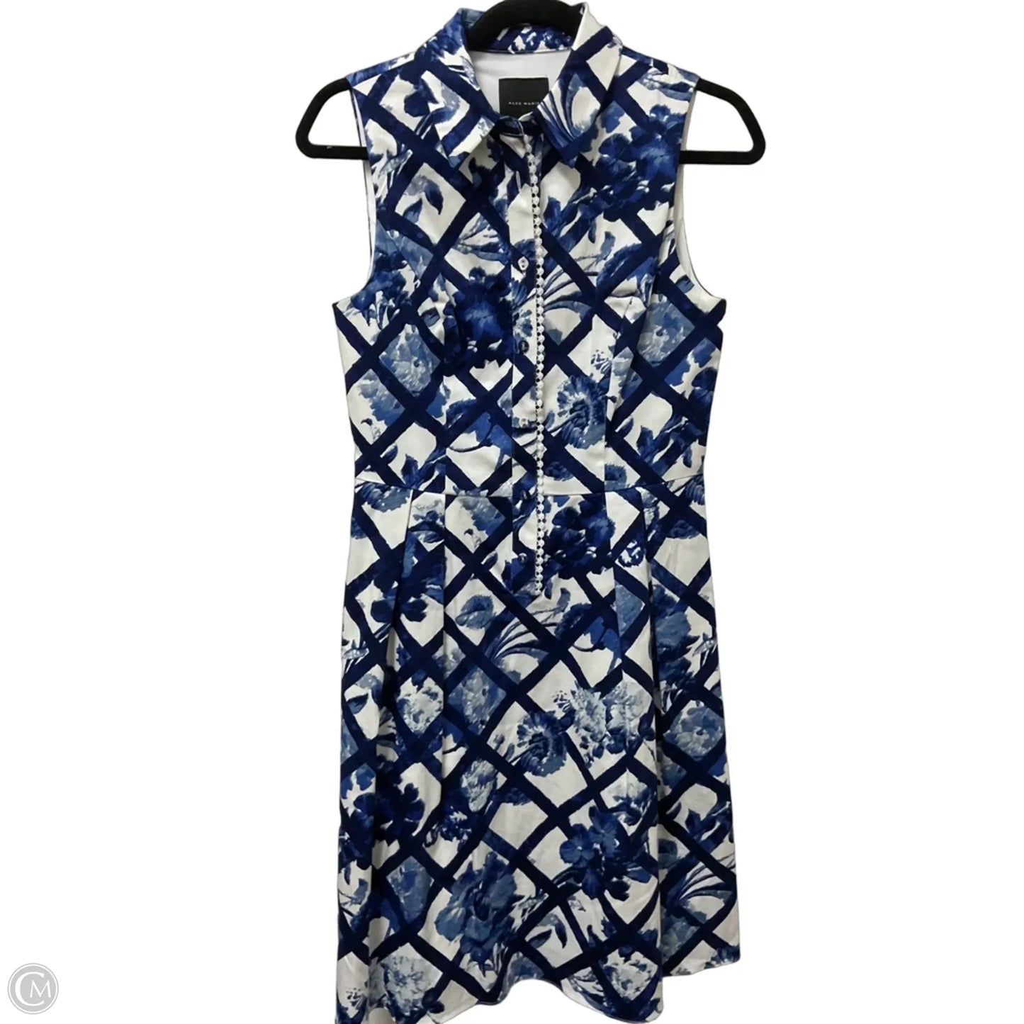 Dress Casual Midi By Alex Marie In Blue & White, Size: 4