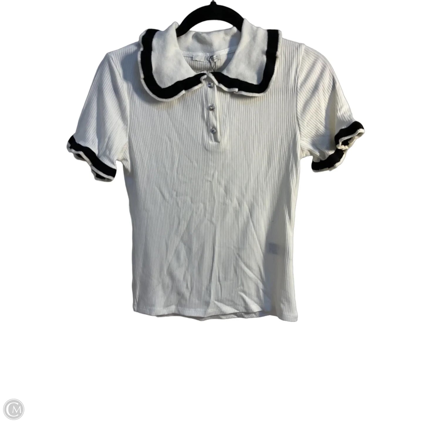 Top Short Sleeve By Zara In Black & White, Size: M