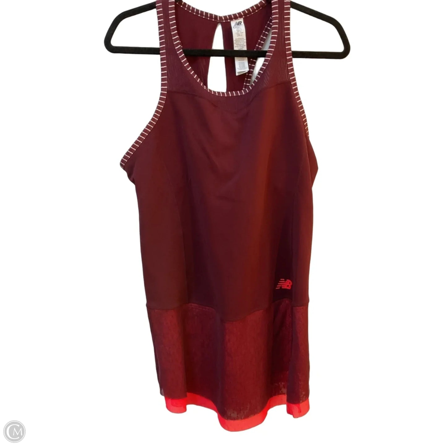 Athletic Tank Top By New Balance In Maroon, Size: L