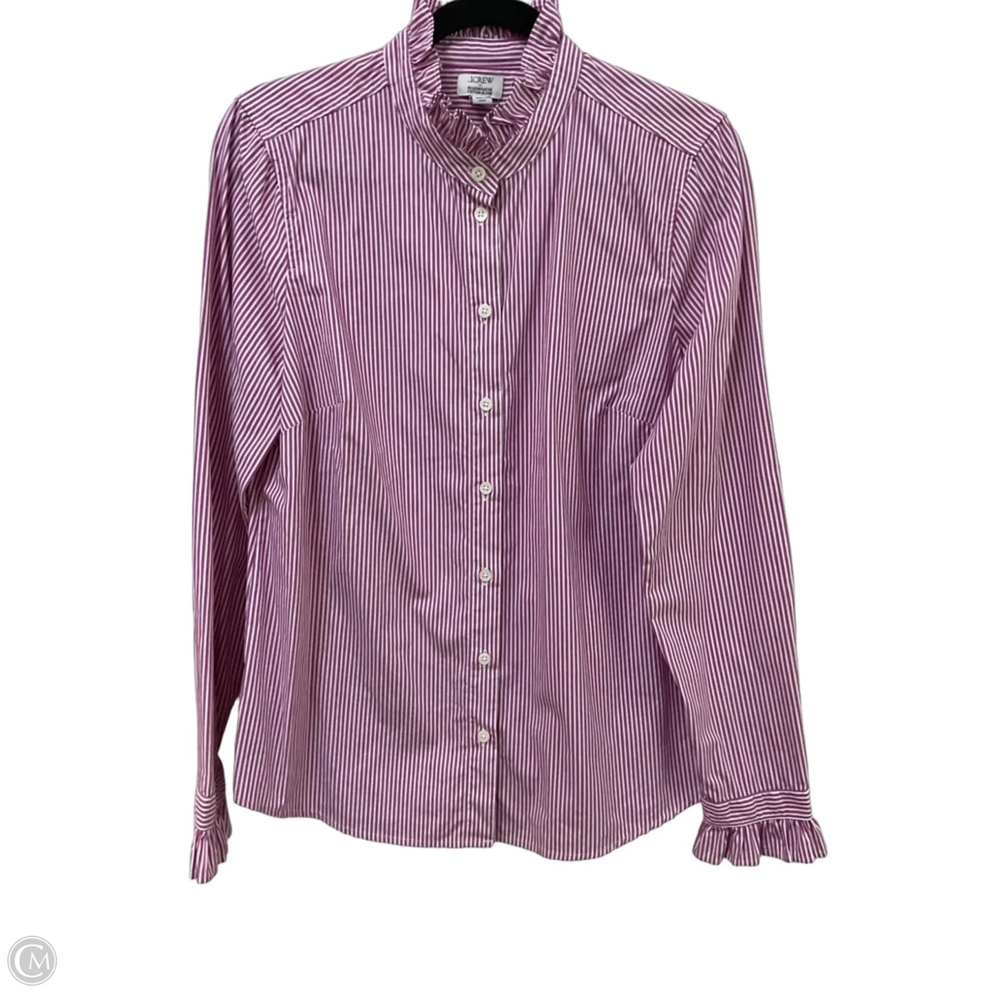 Blouse Long Sleeve By J. Crew In Striped Pattern, Size: M