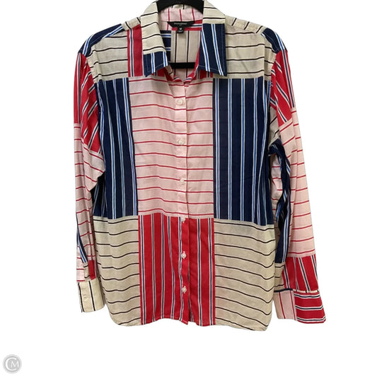 Blouse Long Sleeve By Banana Republic In Striped Pattern, Size: M