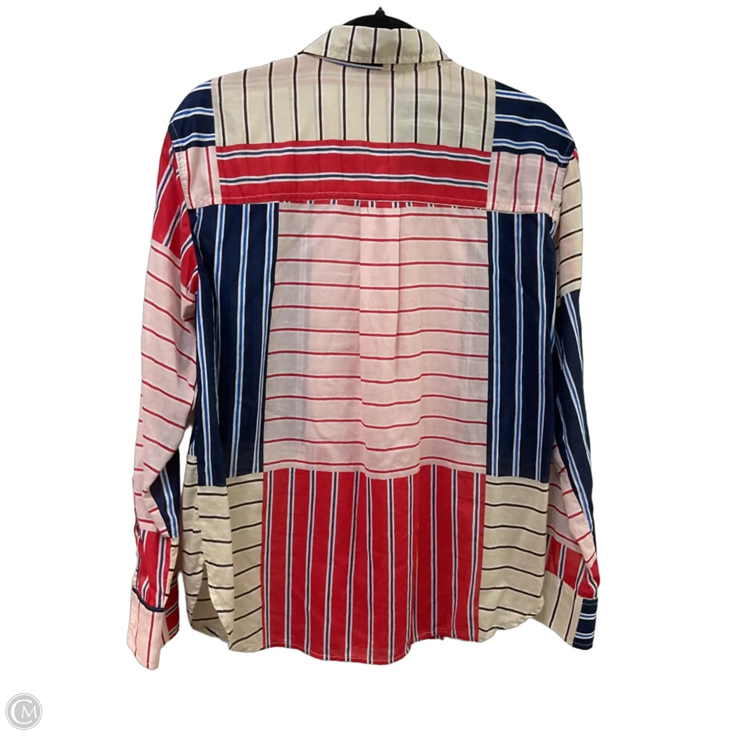 Blouse Long Sleeve By Banana Republic In Striped Pattern, Size: M