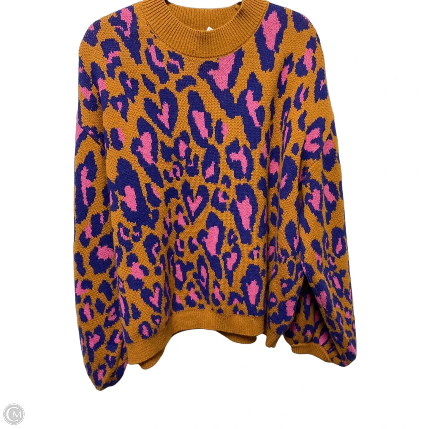 Sweater Cardigan Designer By Farm Rio In Brown & Pink, Size: L