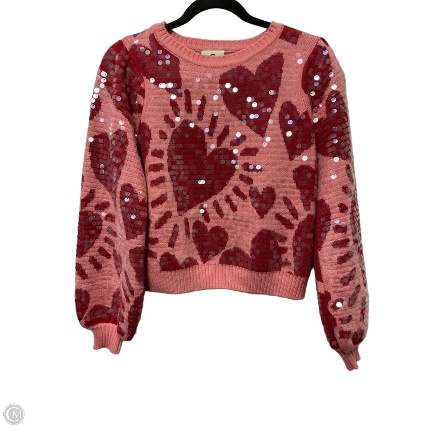 Sweater Cardigan Designer By Farm Rio In Pink & Red, Size: M